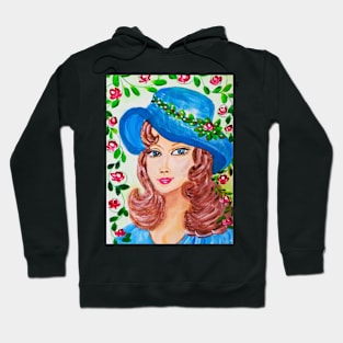 Lady in blue hat Hoodie